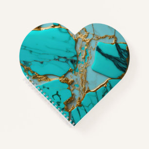 Turquoise Marble with Golden Veins Notebook