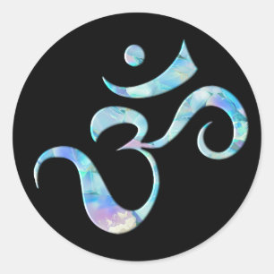 Turquoise Marbled Om Classic Round Sticker