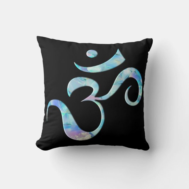 Turquoise Marbled Om Cushion (Front)