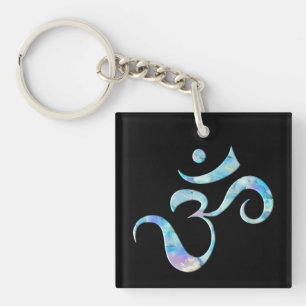 Turquoise Marbled Om Key Ring
