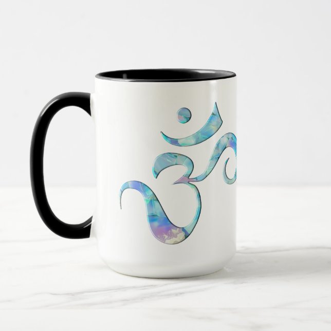 Turquoise Marbled Om Mug (Left)