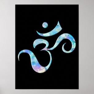 Turquoise Marbled Om Poster
