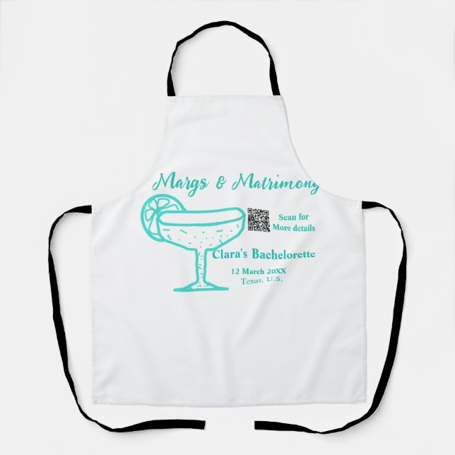 Turquoise Margs & Matrimony Bachelorette party  Apron (Front)