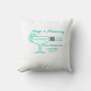 Turquoise Margs & Matrimony Bachelorette party Cushion