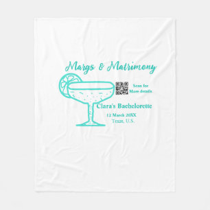 Turquoise Margs & Matrimony Bachelorette party Fleece Blanket