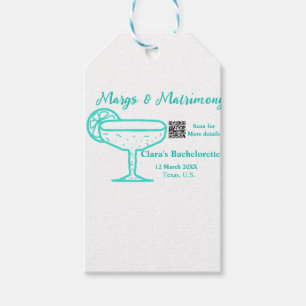 Turquoise Margs & Matrimony Bachelorette party  Gift Tags