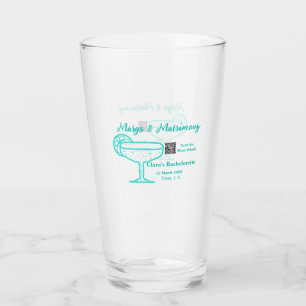 Turquoise Margs & Matrimony Bachelorette party Glass