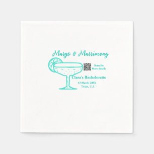 Turquoise Margs & Matrimony Bachelorette party  Napkin