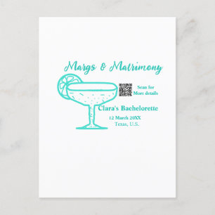 Turquoise Margs & Matrimony Bachelorette party  Postcard