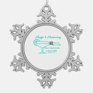 Turquoise Margs & Matrimony Bachelorette party Snowflake Pewter Christmas Ornament
