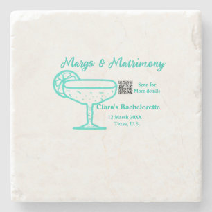 Turquoise Margs & Matrimony Bachelorette party Stone Coaster