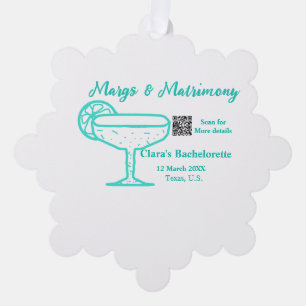 Turquoise Margs & Matrimony Bachelorette party  Tree Decoration Card