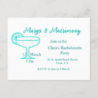 Turquoise Margs & Matrimony Tequila glass bachelor