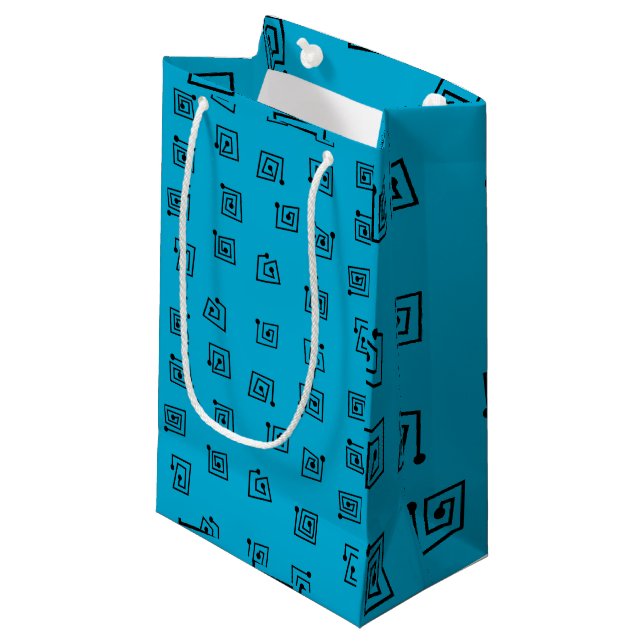 Turquoise Mazes  Small Gift Bag (Front Angled)