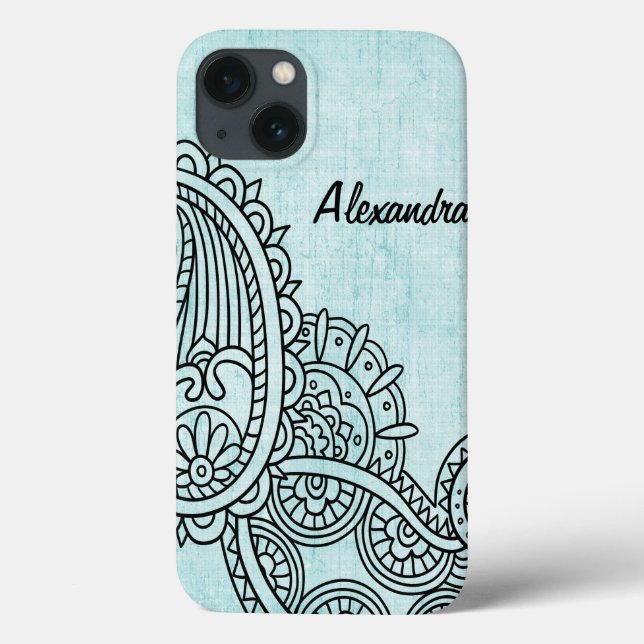Turquoise Mehndi Motif iPad Air Case (Back)