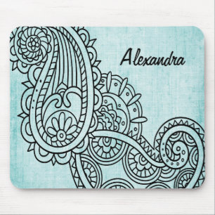 Turquoise Mehndi Motif Mousepad