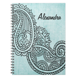 Turquoise Mehndi Motif Notebook