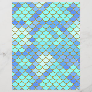 Turquoise Mermaid Scales Scrapbook Paper