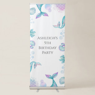 Turquoise Mermaid Themed Birthday Party  Retractable Banner