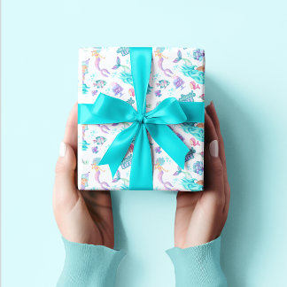 Turquoise Mermaid Under the Sea Whimsical Ocean Wrapping Paper