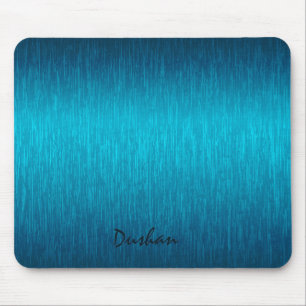 Turquoise Metallic Design Brushed Steel Look Mouse Mat