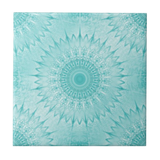 Turquoise Metallic Mandala Pattern Tile (Front)