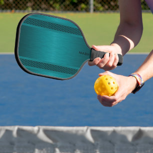 Turquoise Metallic Texture Personalised Monogram  Pickleball Paddle