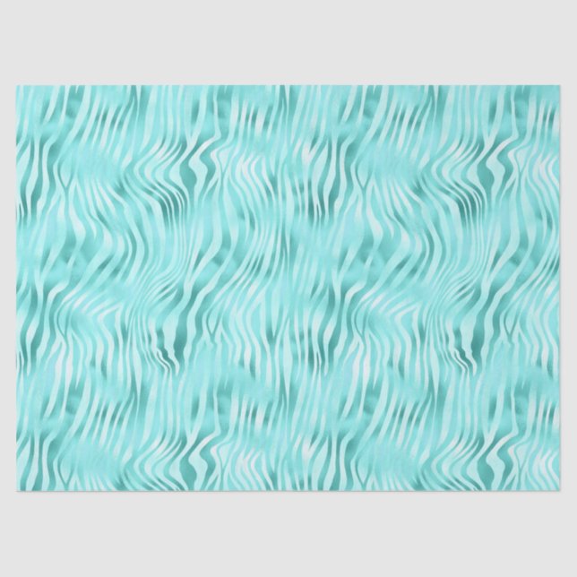 Turquoise Metallic Zebra Print Decoupage Tissue Paper (Front)