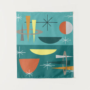 Turquoise Mid Century Modern Tapestry