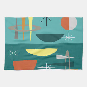 Turquoise Mid Century Modern Tea Towel