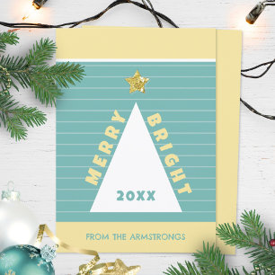 Turquoise Minimalist Christmas Tree Simple Holiday Card