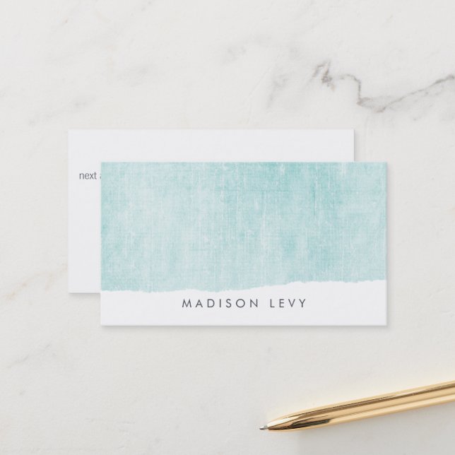 Turquoise Minimalist Distressed Torn  Cards (Front/Back In Situ)