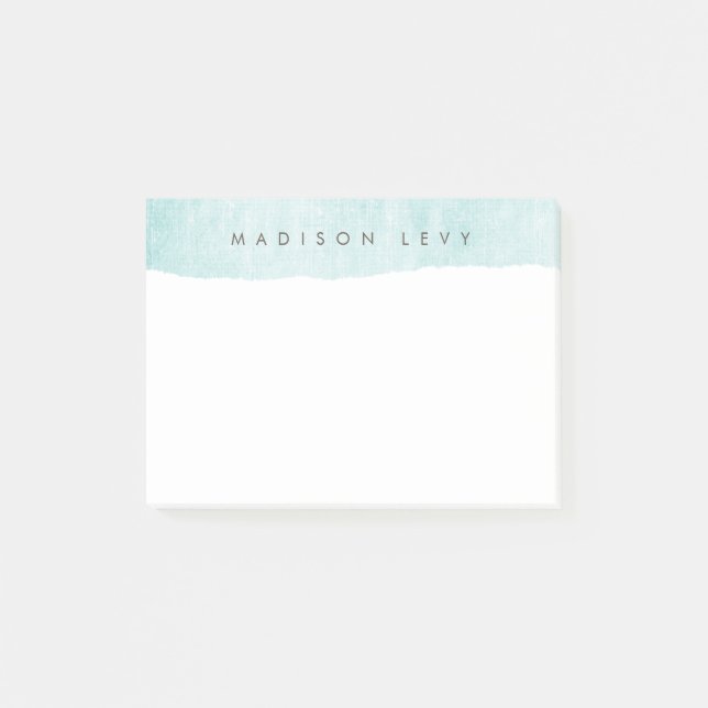 Turquoise Minimalist Distressed Torn  Cards Post-it Notes (Front)