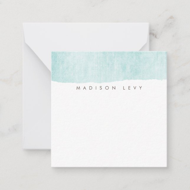 Turquoise Minimalist Distressed Torn Note Cards (Front)