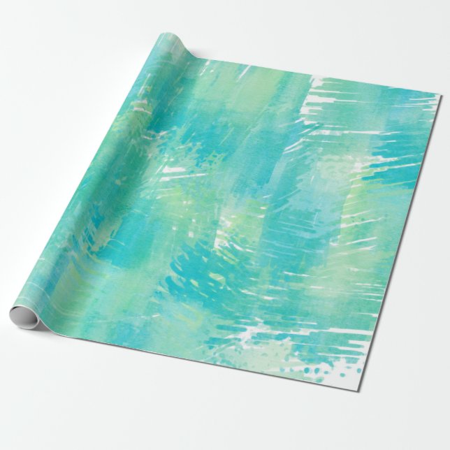 Turquoise Mint Abstract Wrapping Paper (Unrolled)