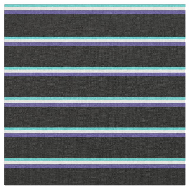 Turquoise, Mint Cream, Dark Slate Blue & Black Fabric (Close Up)