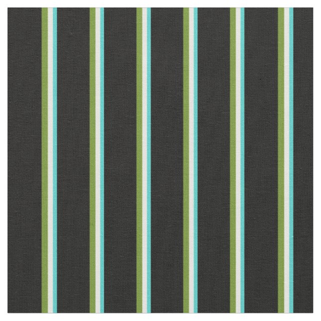 Turquoise, Mint Cream, Green & Black Coloured Fabric (Close Up)