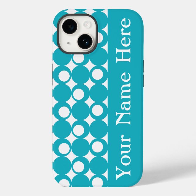 Turquoise Mod Ball Design with name Case-Mate iPhone Case (Back)