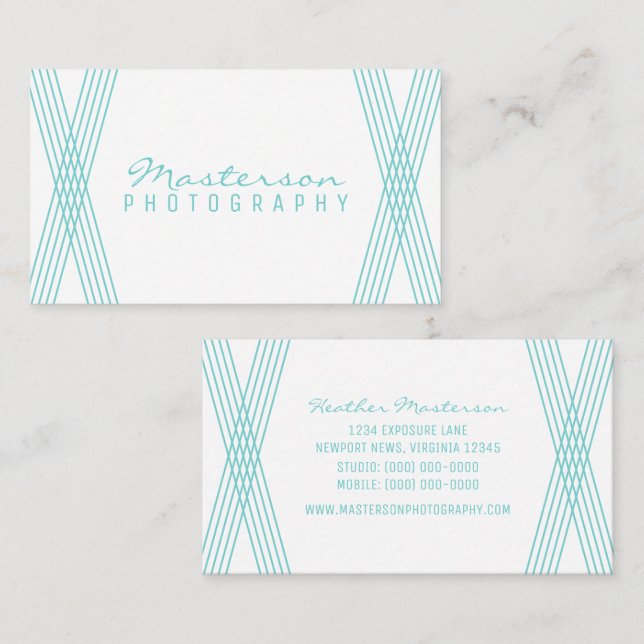 Turquoise Modern Deco Business Card (Front/Back)