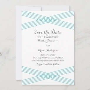 Turquoise Modern Deco Save the Date Invite
