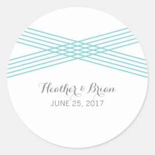 Turquoise Modern Deco Wedding Stickers