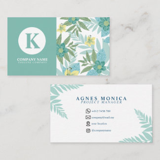 Turquoise Modern Floral Business Card