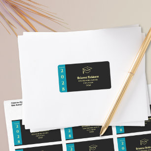 Turquoise Modern Graduation Mailing Address Label