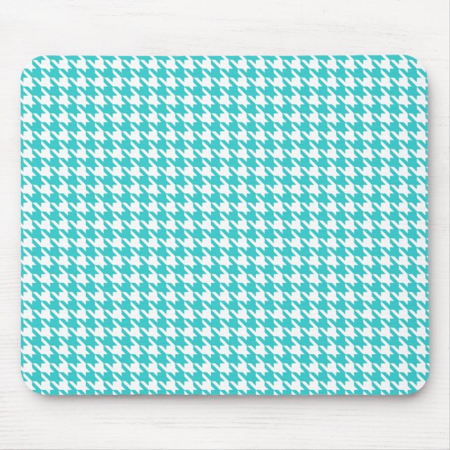 Turquoise Modern Houndstooth at Emporiomoffa Mouse Mat (Front)