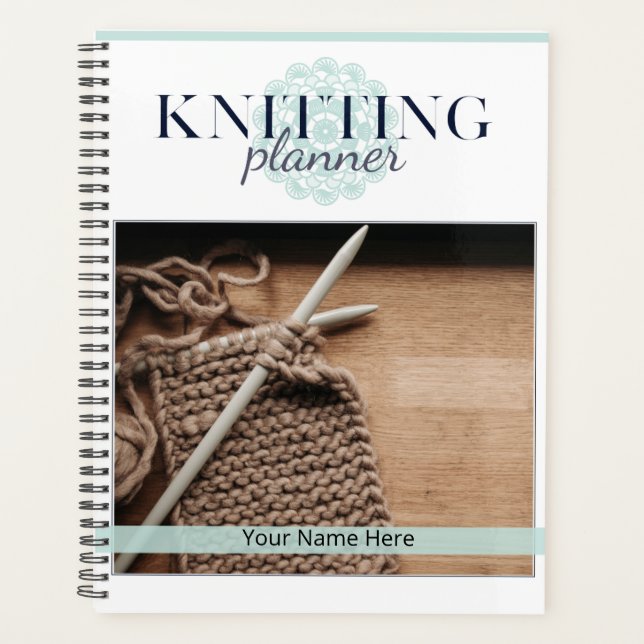 Turquoise Modern Knitting Planner (Front)