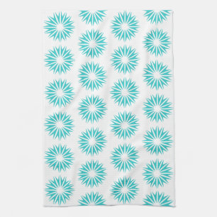 Turquoise Modern Sunbursts Tea Towel