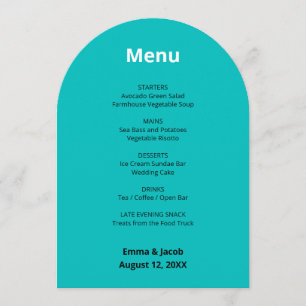 Turquoise Modern Wedding Menu Card