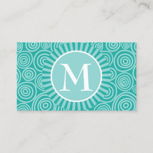 Turquoise Monogram Business Cards - Fun Spirals