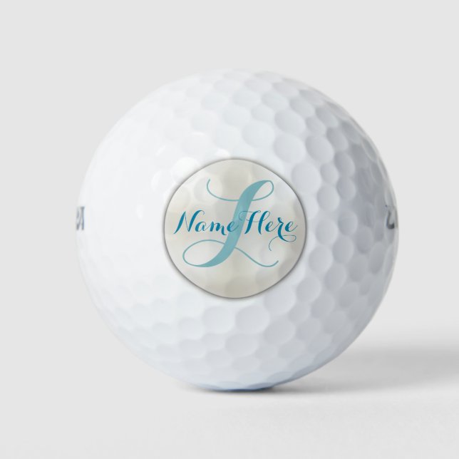 Turquoise Monogram Golf Balls Set for Her (Front)