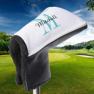 Turquoise Monogram Initial and Name Personalized Golf Head Cover